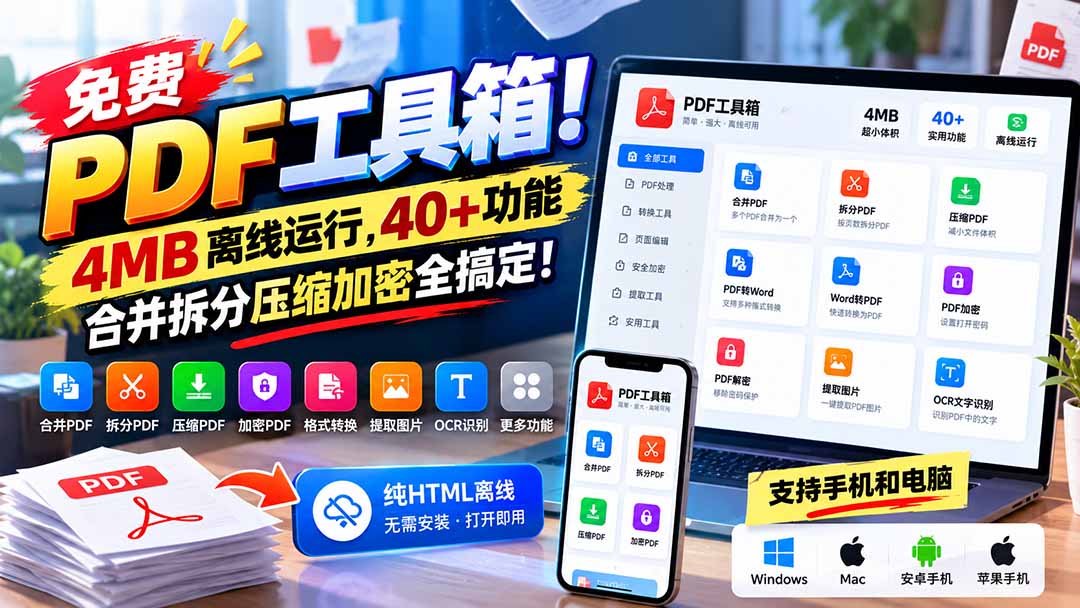 （21197期）免费PDF工具箱！4MB离线运行，40+功能，合并拆分压缩加密全搞定！_生财有道创业项目网-生财有道