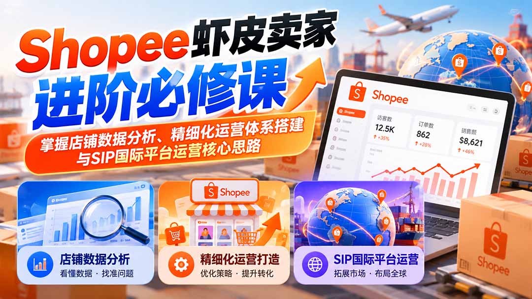 图片[2]-（20949期）Shopee虾皮卖家进阶必修课：掌握店铺数据分析、精细化运营体系搭建与SIP国际平台运营核心思路_生财有道创业项目网-生财有道