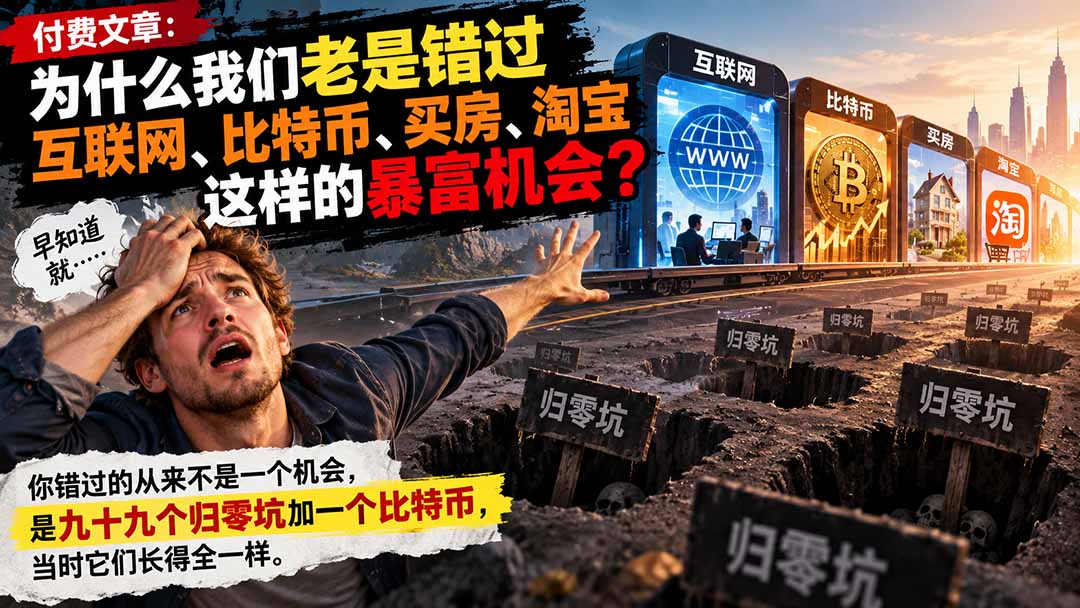（20834期）付费文章：为什么我们老是错过互联网、比特币、买 房、淘宝这样的暴富机会？_生财有道创业项目网-生财有道