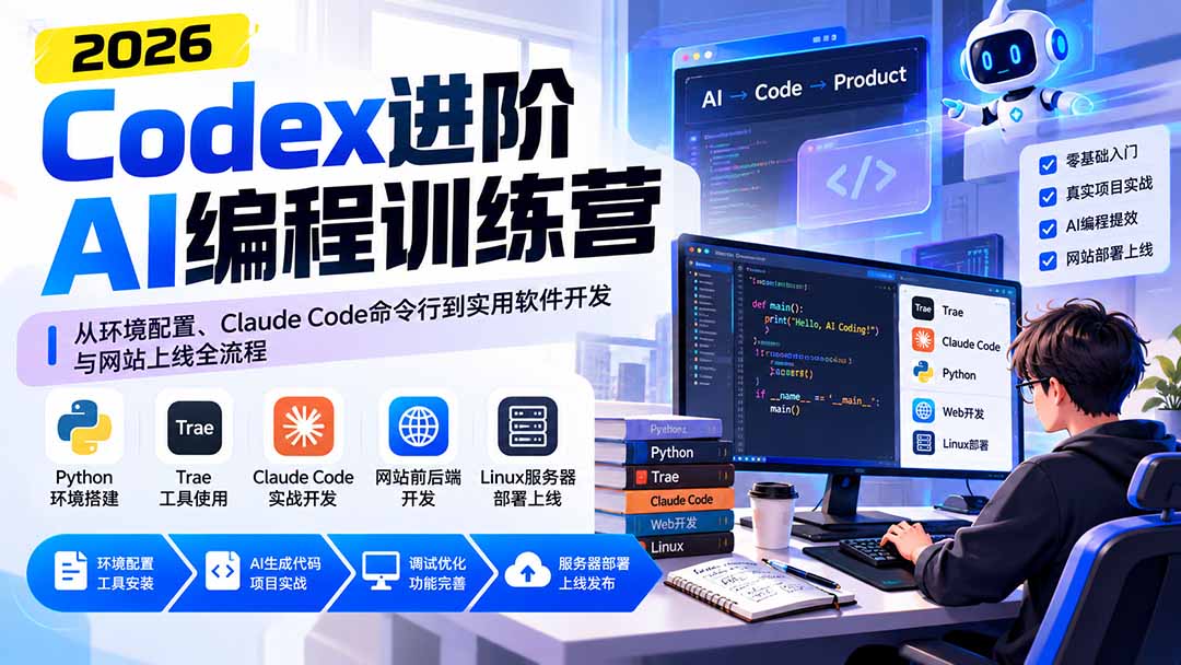 图片[2]-（20855期）Codex进阶AI编程训练营：从环境配置、Claude Code命令行到实用软件开发与网站上线全流程_生财有道创业项目网-生财有道