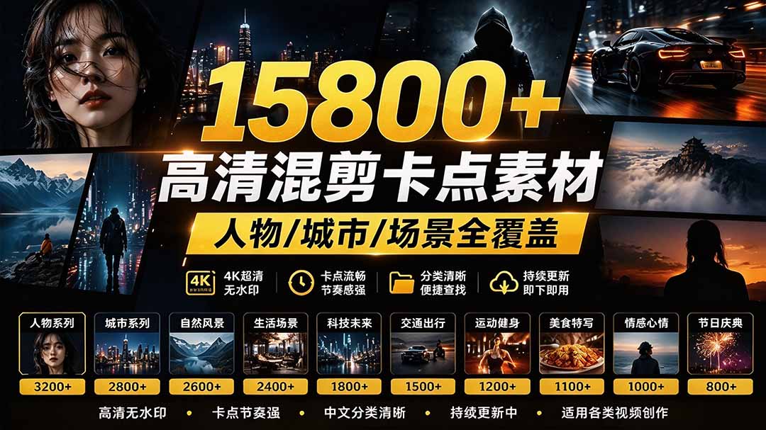 图片[2]-（21008期）【影视剪辑素材合集】15800+高清混剪卡点｜热门影视精彩片段｜人物/城市/场景全覆盖，中文分类清晰_生财有道创业项目网-生财有道