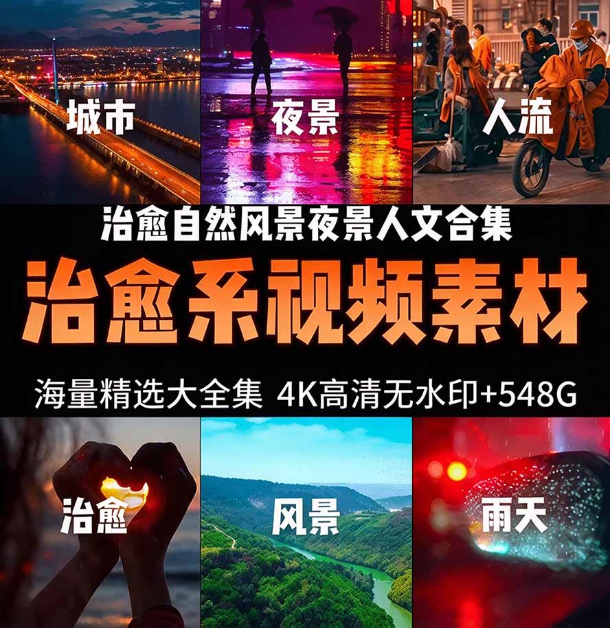 图片[3]-（21009期）氛围感3万+海量高清剪辑实况素材，含雨天、雪天、夜景、街道等经典场景，伤感唯美励志短视频无水印素材_生财有道创业项目网-生财有道