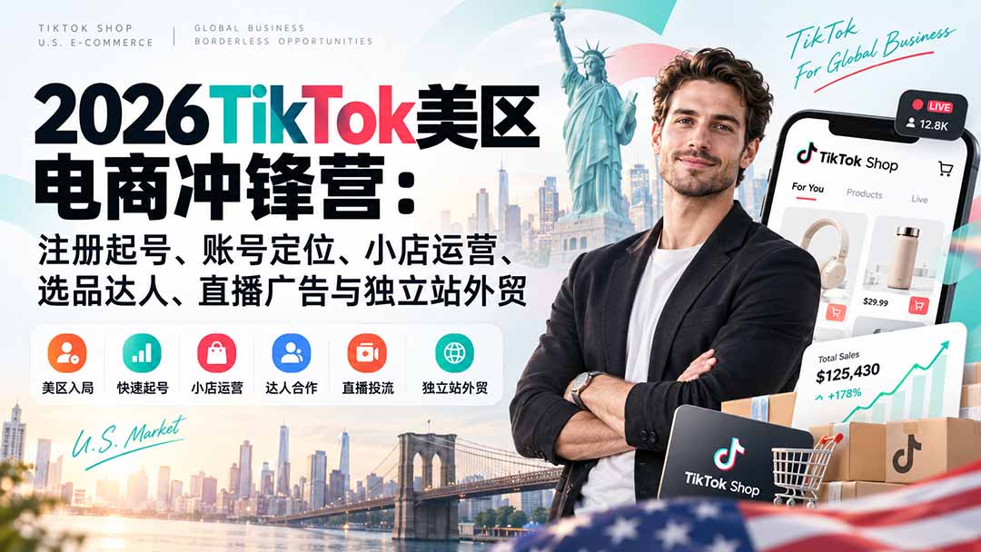 图片[2]-（20858期）2026TikTok美区电商冲锋营：注册起号、账号定位、小店运营、选品达人、直播广告与独立站外贸_生财有道创业项目网-生财有道