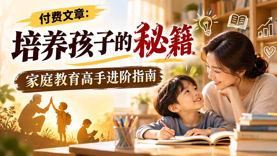 （20919期）付费文章：培养孩子的秘籍，家庭教育高手进阶指南_生财有道创业项目网-生财有道