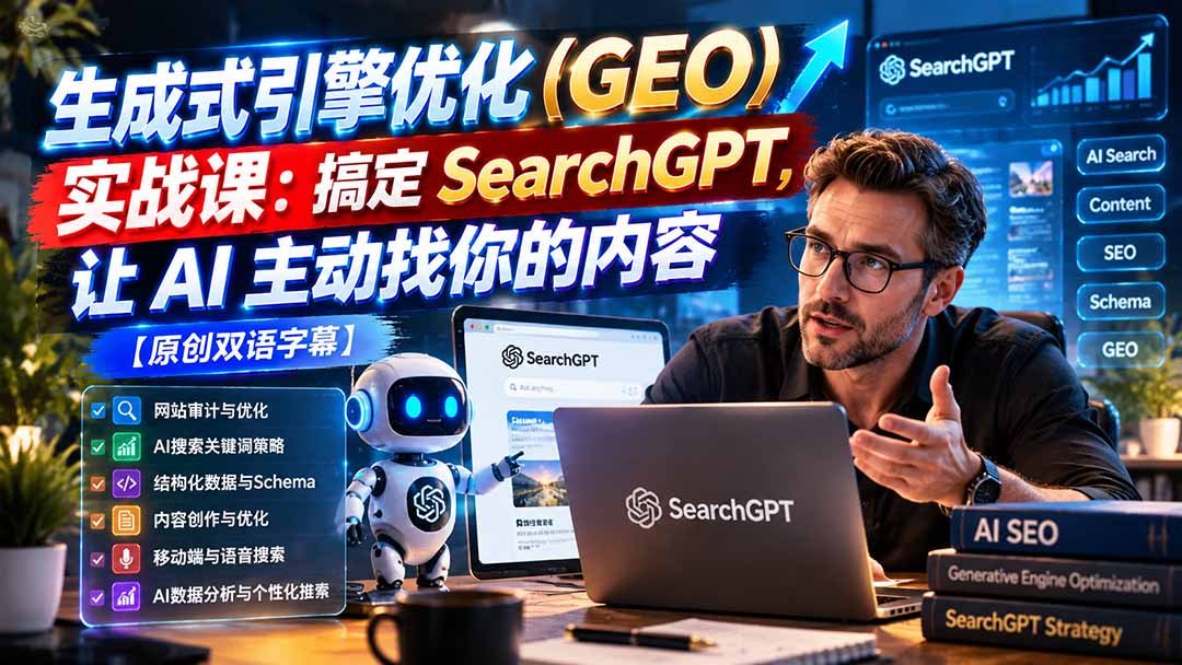 （21116期）生成式引擎优化（GEO）实战课：搞定 SearchGPT，让 AI 主动找你的内容【原创双语字幕】_生财有道创业项目网-生财有道