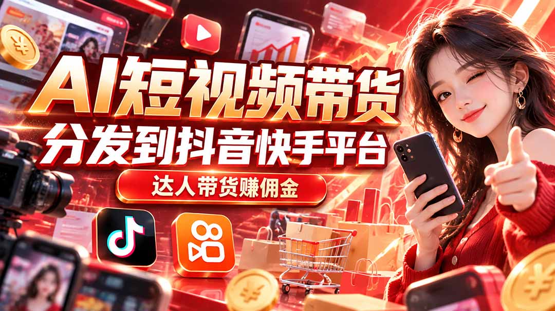 （20754期）【AI短视频带货】分发到抖音快手平台，达人带货赚佣金_生财有道创业项目网-生财有道