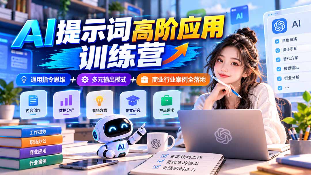 (20823期)【无水印】AI提示词高阶应用训练营|通用指令思维+多元输出模式+商业行业案例全落地_生财有道创业项目网-生财有道