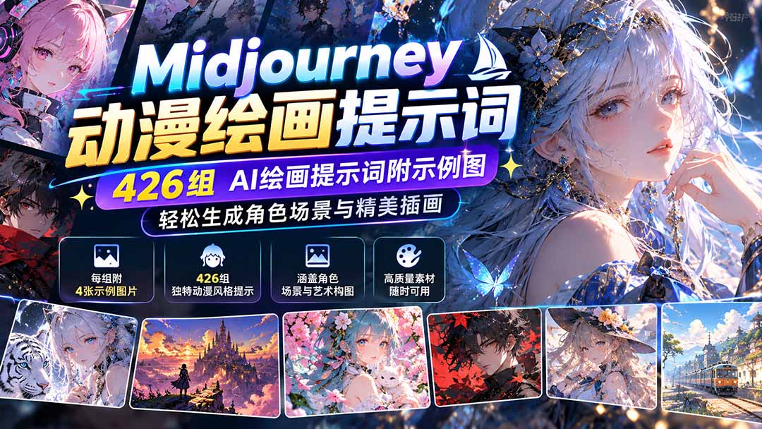 图片[2]-（21239期）Midjourney动漫绘画提示词：426组AI绘画提示词附示例图，轻松生成角色场景与精美插画_生财有道创业项目网-生财有道