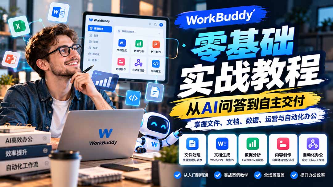 图片[2]-（20827期）WorkBuddy零基础实战教程：从AI问答到自主交付，掌握文件、文档、数据、运营与自动化办公_生财有道创业项目网-生财有道