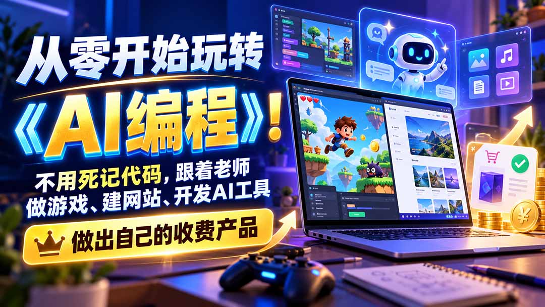（21210期）从零开始玩转《AI编程》！不用死记代码，跟着老师做游戏、建网站、开发AI工具，最后完成自己的收费产品_生财有道创业项目网-生财有道