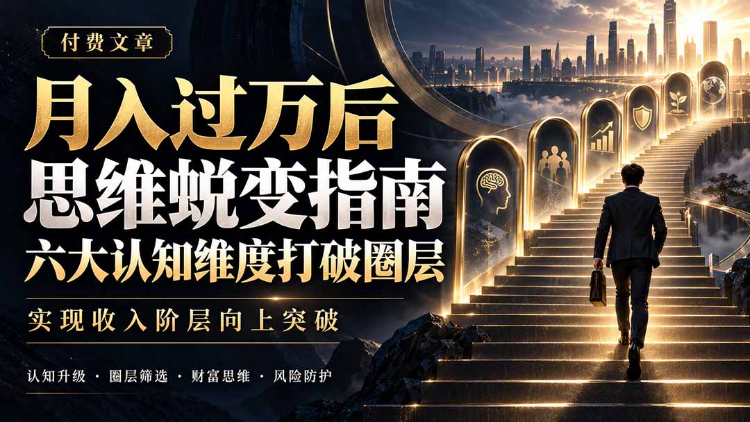 （21210期）付费文章：月入过万后思维蜕变指南，六大认知维度打破圈层，实现收入阶层向上突破_生财有道创业项目网-生财有道