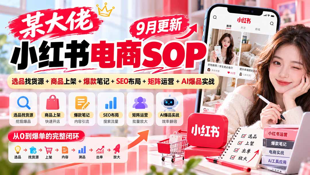 （20757期）某大佬小红书电商SOP｜9月更新：选品找货源+商品上架+爆款笔记+SEO布局+矩阵运营+AI爆品实战_生财有道创业项目网-生财有道
