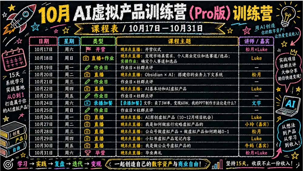 图片[4]-（21054期）2026AI虚拟产品10月训练营（Pro版）：15天学会选品定位、AI制作数字资料、小红书引流与公众号变现，打造一人公司_生财有道创业项目网-生财有道