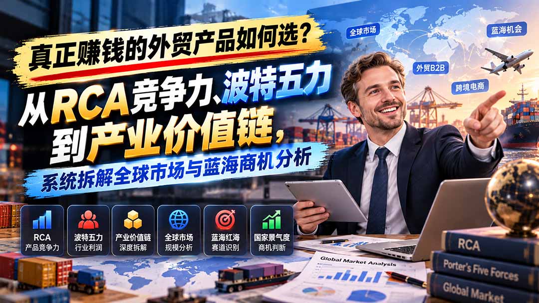 图片[2]-（20932期）真正赚钱的外贸B2B产品如何选？从RCA竞争力、波特五力到产业价值链，系统拆解全球市场与蓝海商机分析_生财有道创业项目网-生财有道