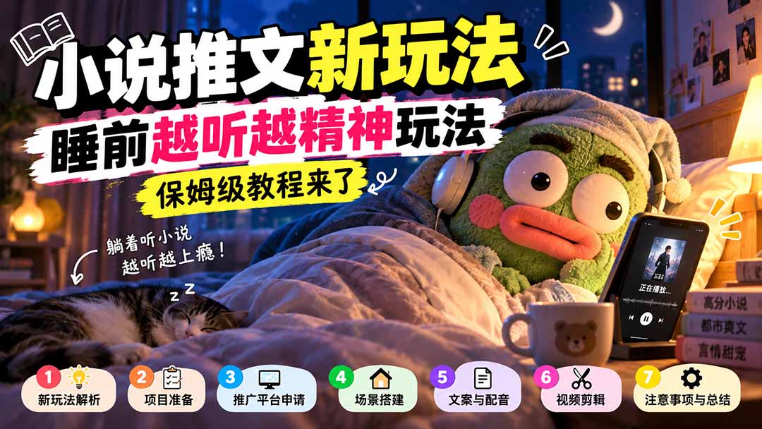(20947期)小说推文新玩法,睡前越听越精神玩法,保姆级教程来了_生财有道创业项目网-生财有道