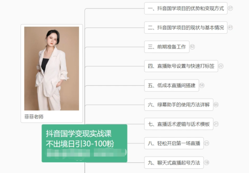 抖音国学变现项目:不出境日引30-100粉实战课程-生财有道