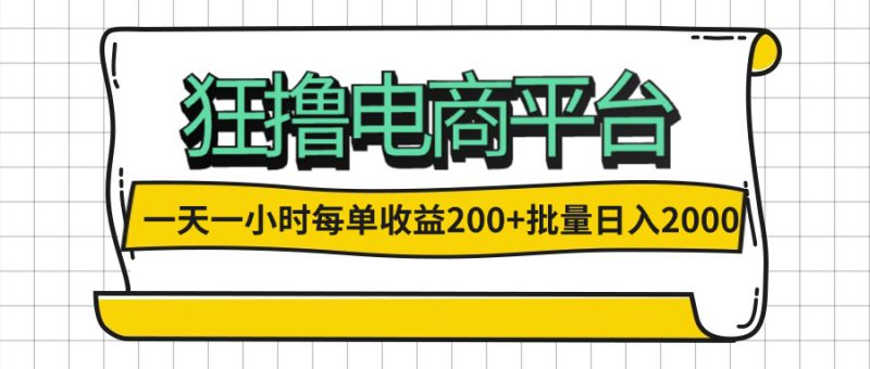 (12463期)一天一小时 狂撸电商平台 每单收益200+ 批量日入2000+_生财有道创业网-生财有道