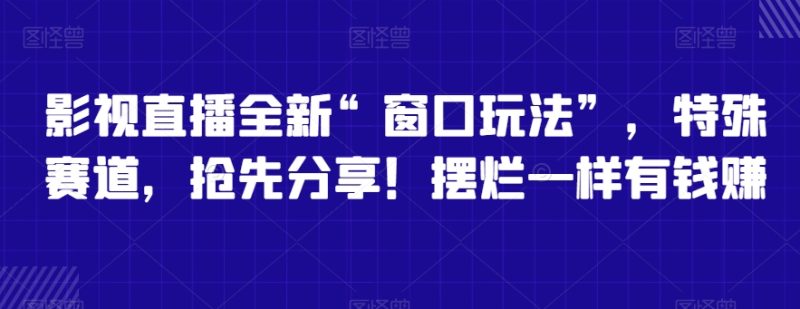影视直播全新“窗口玩法”，特殊赛道，抢先分享！摆烂一样有钱赚【揭秘】-生财有道