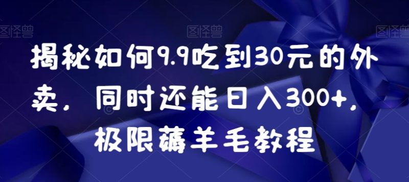 揭秘如何9.9吃到30元的外卖，同时还能日入300+，极限薅羊毛教程-生财有道
