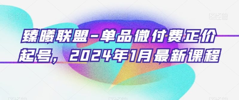 臻曦联盟-单品微付费正价起号,2024年1月最新课程-生财有道