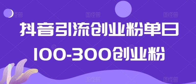抖音引流创业粉单日100-300创业粉【揭秘】-生财有道