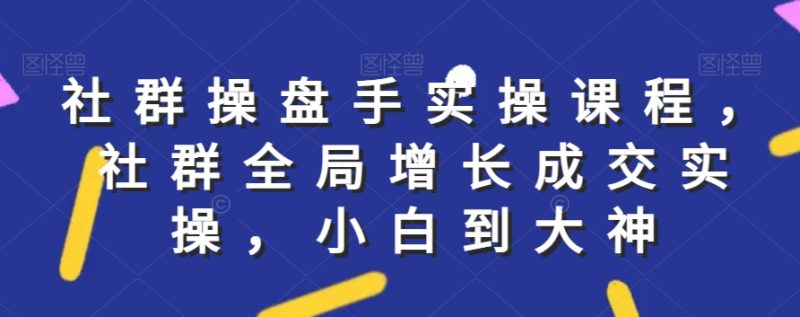 社群实操课程，社群全局增长成交实操，小白到大神-生财有道