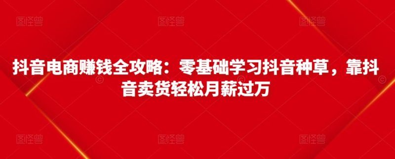 抖音电商赚钱全攻略：零基础学习抖音种草，靠抖音卖货轻松月薪过万-生财有道