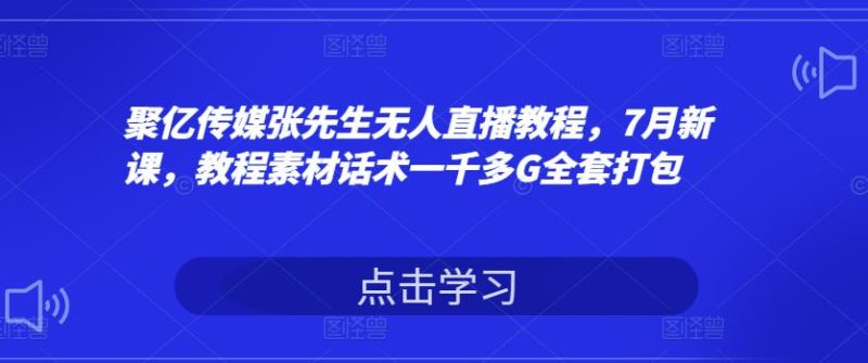 聚亿传媒张先生无人直播教程,7月新课,教程素材话术一千多G全套打包-生财有道