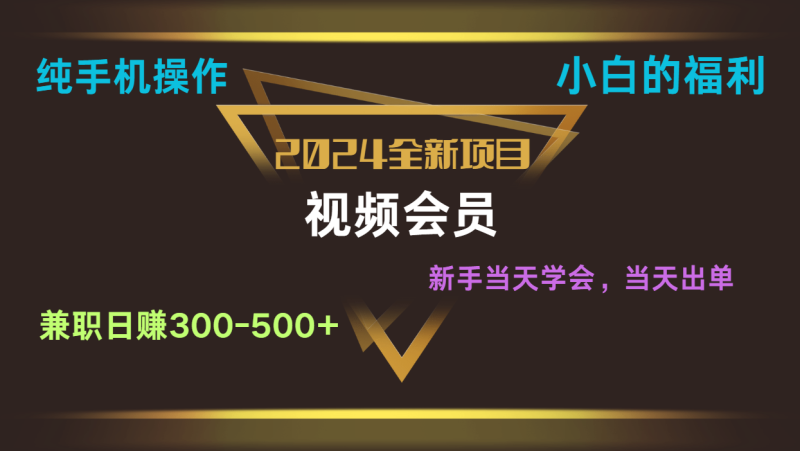 影视会员兼职日入500-800,纯手机操作当天上手当天出单 小白福利-生财有道