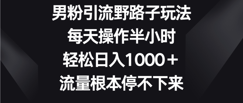 男粉引流野路子玩法,每天操作半小时轻松日入1000+,流量根本停不下来-生财有道