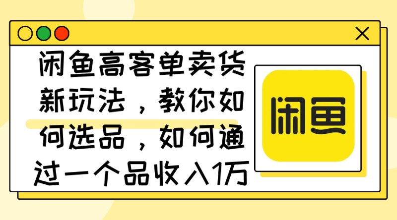 (12387期)闲鱼高客单卖货新玩法,教你如何选品,如何通过一个品收入1万+_生财有道创业网-生财有道