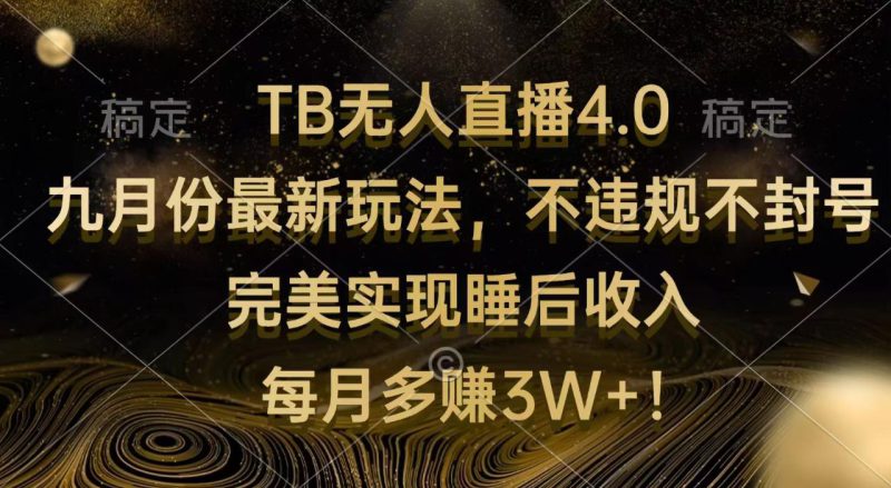 (12513期)TB无人直播4.0九月份最新玩法 不违规不封号 完美实现睡后收入 每月多赚3W+_生财有道创业网-生财有道