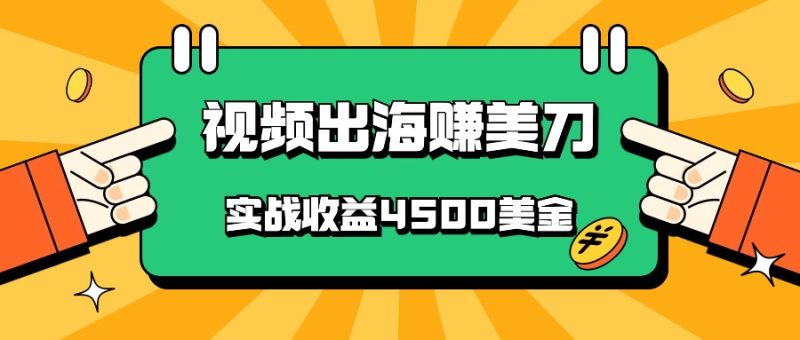 国内爆款视频出海赚美刀,实战收益4500美金,批量无脑搬运,无需经验直接上手-生财有道
