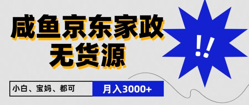 闲鱼无货源京东家政，一单20利润，轻松200+，免费教学，适合新手小白-生财有道