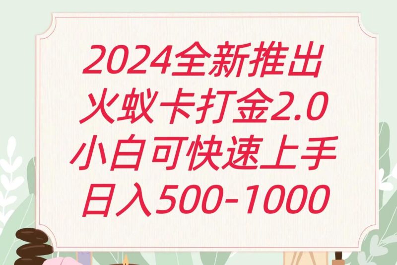 全新火蚁卡打金项火爆发车日收益一千+-生财有道