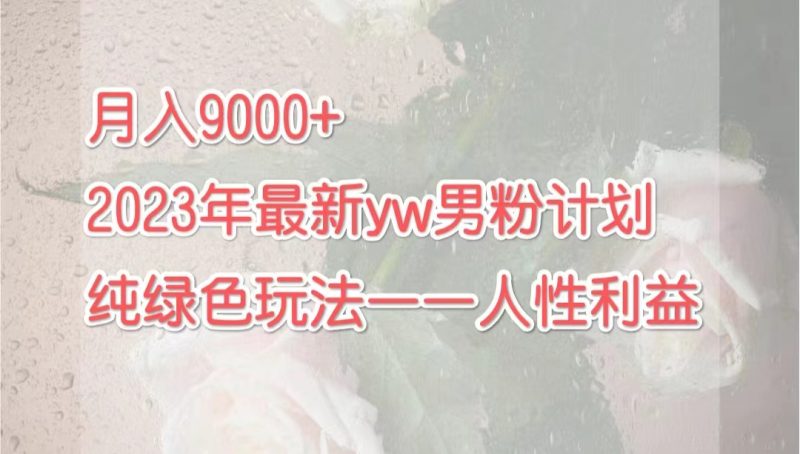（7111期）月入9000+2023年9月最新yw男粉计划绿色玩法——人性之利益-生财有道