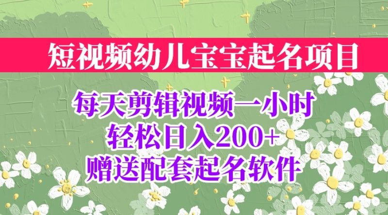 (6648期)短视频幼儿宝宝起名项目,全程投屏实操,赠送配套软件-生财有道