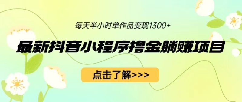 (6613期)最新抖音小程序撸金躺赚项目,一部手机每天半小时,单个作品变现1300+-生财有道