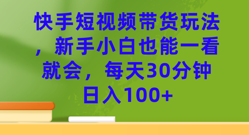 (7286期)快手短视频带货玩法,新手小白也能一看就会,每天30分钟日入100+-生财有道