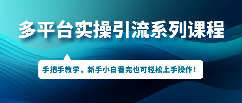（7170期）多平台实操引流系列课程，手把手教学，新手小白看完也可轻松上手引流操作！-生财有道