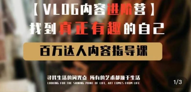 vlog内容进阶营,找到真正有趣的自己,百万达人内容指导课-生财有道