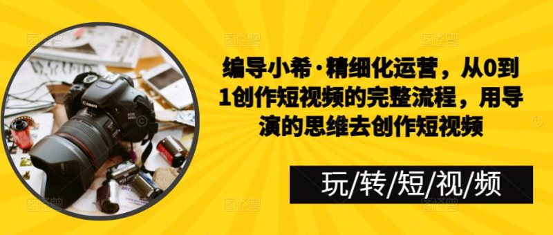 编导小希·精细化运营，从0到1创作短视频的完整流程，用导演的思维去创作短视频-生财有道