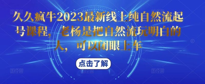 久久疯牛2023最新线上纯自然流起号课程，老杨是把自然流玩明白的人，可以闭眼上车-生财有道