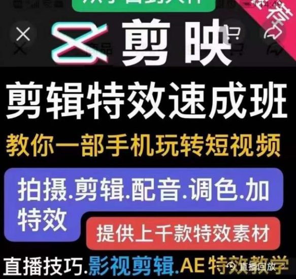 特效罗剪辑特效速成班:一部手机玩转短视频提供上千款特效素材【无水印】-生财有道