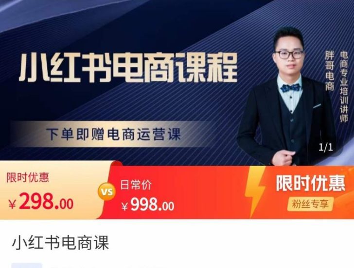 胖哥·小红书电商课程，解决小白做小红书电商时的困惑，让新人也一台手机也能做电商-生财有道