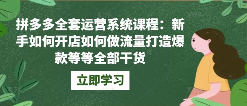 拼多多全套运营系统课程：新手如何开店如何做流量打造爆款等等全部干货-生财有道