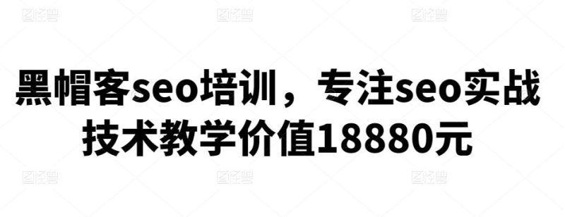 黑帽客seo培训,专注seo实战技术教学价值18880元-生财有道