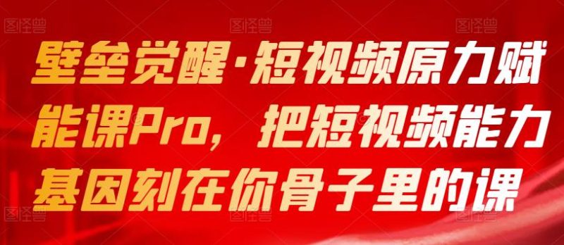 壁垒觉醒·短视频原力赋能课Pro，把短视频能力基因刻在你骨子里的课-生财有道