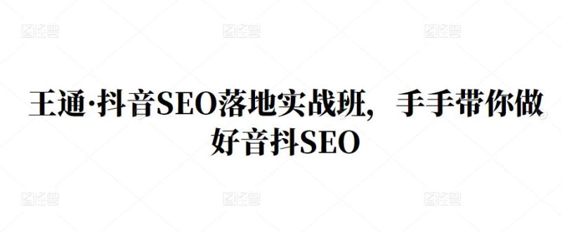 王通·抖音SEO落地实战班，手‬手带你做好音抖‬‬SEO-生财有道