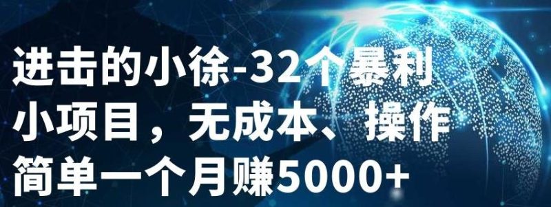 进击的小徐-32个暴利小项目，无成本、操作简单一个月赚5000+-生财有道